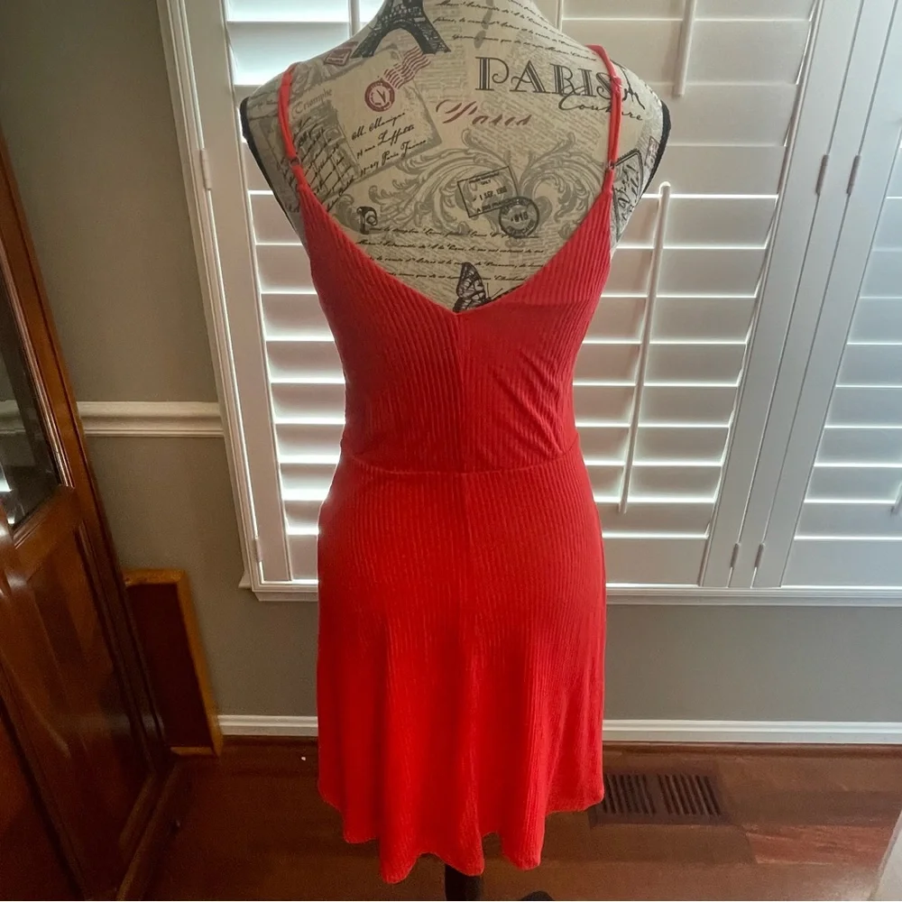 Express Vibrant Coral Mini Dress - Picture 3 of 5